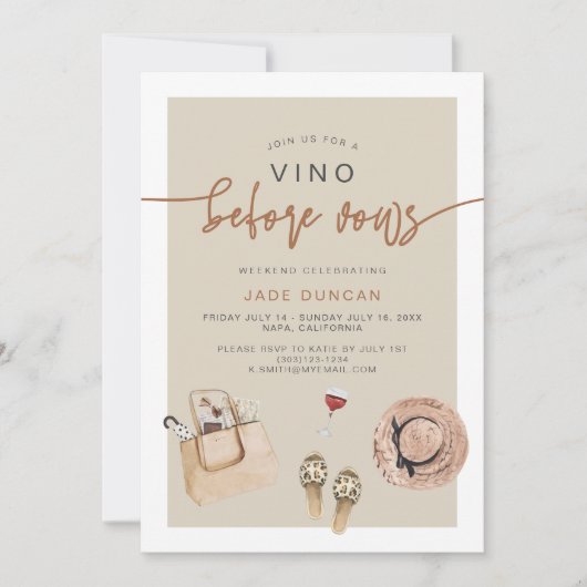 JADE Bohemian Napa Wijnland Bachelorette Invit Kaart (Voorkant)