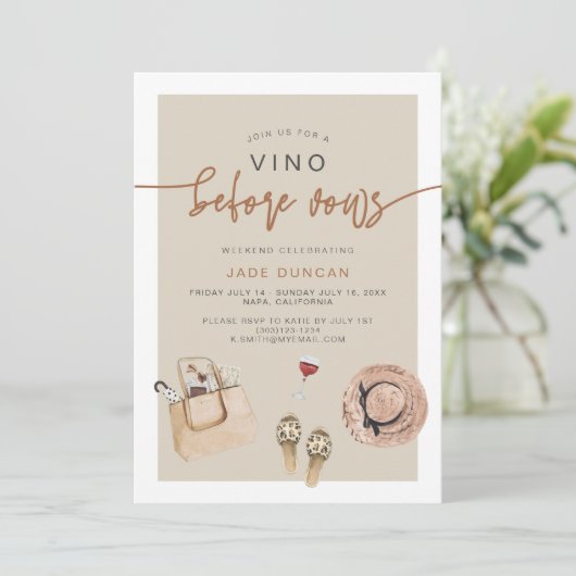 JADE Bohemian Napa Wijnland Bachelorette Invit Kaart (Staand voorkant)