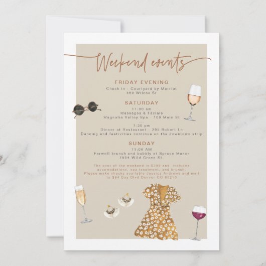 JADE Bohemian Napa Wijnland Bachelorette Invit Kaart (Achterkant)