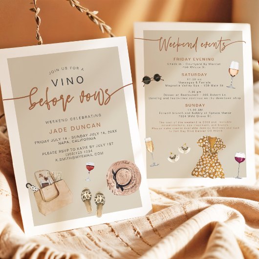 JADE Bohemian Napa Wijnland Bachelorette Invit Kaart