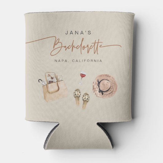 JADE Bohemian Napa Wine Country Bachelorette Blikjeskoeler (Voorkant)