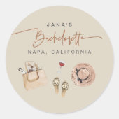 JADE Bohemian Napa Wine Country Bachelorette Ronde Sticker (Voorkant)