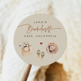 JADE Bohemian Napa Wine Country Bachelorette Ronde Sticker