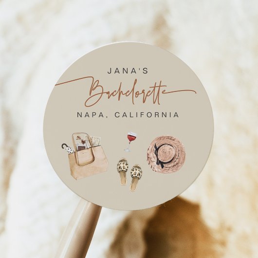 JADE Bohemian Napa Wine Country Bachelorette Ronde Sticker