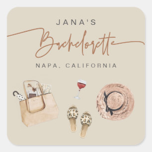 JADE Bohemian Napa Wine Country Bachelorette Vierkante Sticker