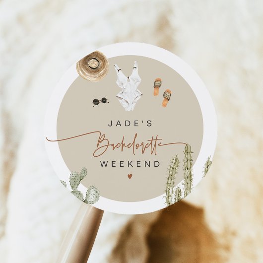 JADE Boho Desert Cactus Scottsdale Voor de sluier Ronde Sticker