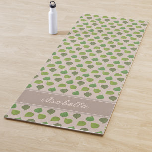 Jade Boom Bladeren & Naam op Beige Yoga Mat