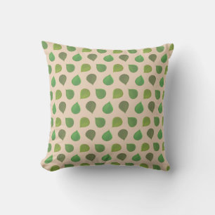Jade Boom Groene Bladeren op Beige Kussen