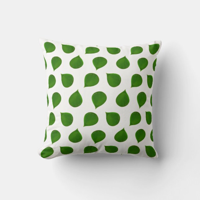 Jade Boom Groene Bladeren op Witte Worp Kussen (Voorkant)