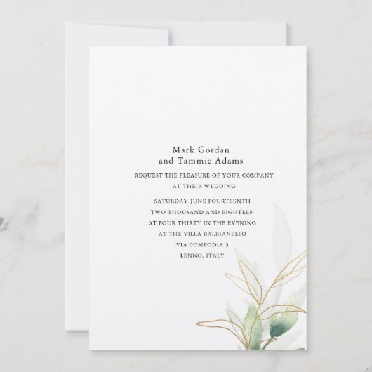 Jade Botanical Wedding Invitation Kaart (Achterkant)