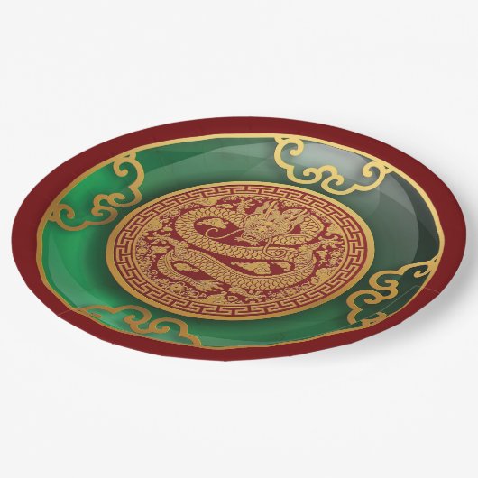 Jade Chinees Nieuwjaar van de Draak Papieren Bordje (Gekanteld)