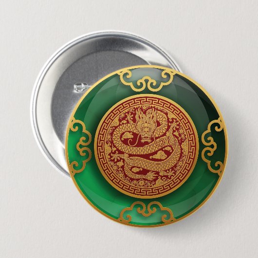 Jade Chinees Nieuwjaar van de Draak Ronde Button 7,6 Cm (Voorkant /achterkant)