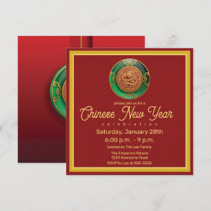 Jade Chinees Nieuwjaar van de Drakenuitnodiging Kaart