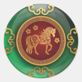 Jade Chinees Nieuwjaar van het paard Ronde Sticker (Voorkant)