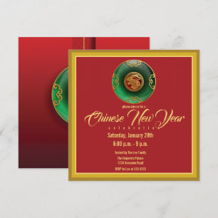 Jade Chinese Nieuwjaar van de konijnenuitnodiging Kaart