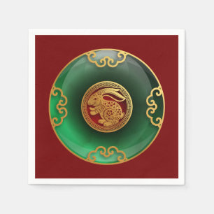 Jade Chinese Nieuwjaar van het konijnenbont Napkin Servet