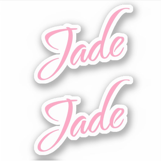 Jade Decoratieve Naam in Roze x2 Sticker (Voorkant)