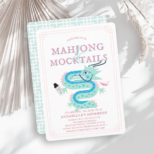 Jade Draak Roze Chinoiserie Mahjong Baby Shower Kaart