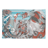 Jade Dragon and Gold Phoenix playing with a pearl Kussensloop (Achterkant)