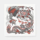 Jade Dragon and Gold Phoenix playing with a pearl Servet (Voorkant)