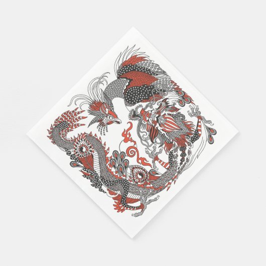 Jade Dragon and Gold Phoenix playing with a pearl Servet (Hoek)