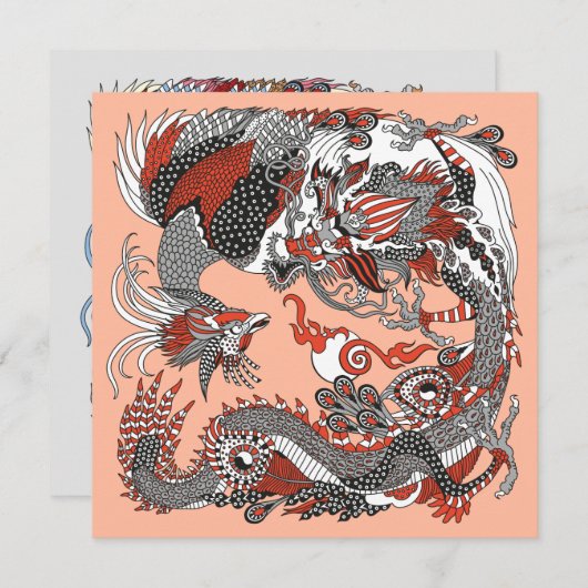 Jade Dragon en Gold Phoenix spelen met een parel (Voorkant / Achterkant)