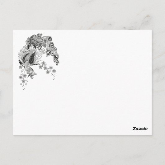 Jade Dragon en Gold Phoenix spelen met een parel Briefkaart (Achterkant)