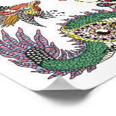 Jade Dragon en Gold Phoenix spelen met een parel Poster (Hoek)