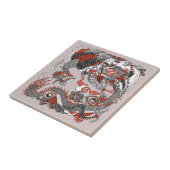 Jade Dragon en Gold Phoenix spelen met een parel Tegeltje (Zijkant)