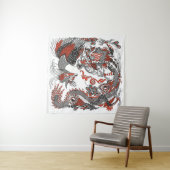 Jade Dragon en Gold Phoenix spelen met een parel Wandkleed (In situ)