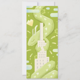 Jade Dragon In The City - Funky Cute Style Kaart