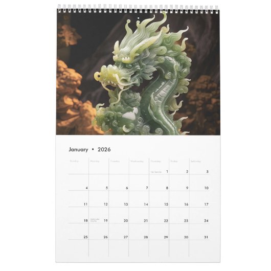 Jade Dragons – 2026 Calendar Kalender (Jan 2026)