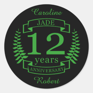 Jade Edelsteen trouwdag 12 jaar Ronde Sticker