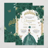 Jade Emerald Groene Vlinder Prinses Quinceanera Kaart (Voorkant / Achterkant)