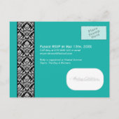 Jade en Black Damask Vrijgezellenfeest Uitnodiging Briefkaart (Achterkant)