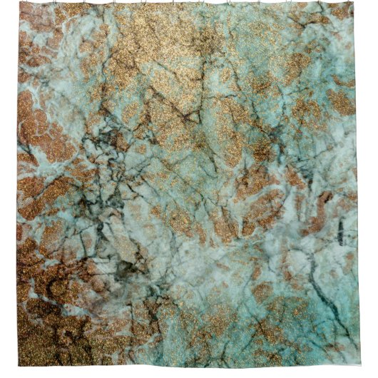 Jade en Gold Glitter Marble Douchegordijn (Voorkant)
