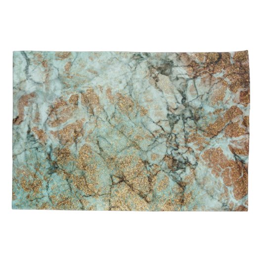 Jade en Gold Glitter Marble Kussensloop (Achterkant)