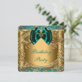 Jade en gouden verjaardagsfeestje kaart (Staand voorkant)