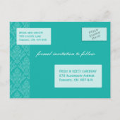 Jade en Oranje Damask Save the Date Aankondigingskaart (Achterkant)