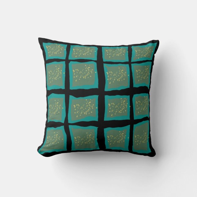 Jade en Turquoise met Gold Kussen (Voorkant)