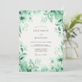 Jade Eucalyptus Bruiloft Kaart (Staand voorkant)