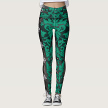 Jade Floral Victoriaans Steampunk Spandex Leggings
