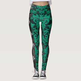 Jade Floral Victoriaans Steampunk Spandex Leggings