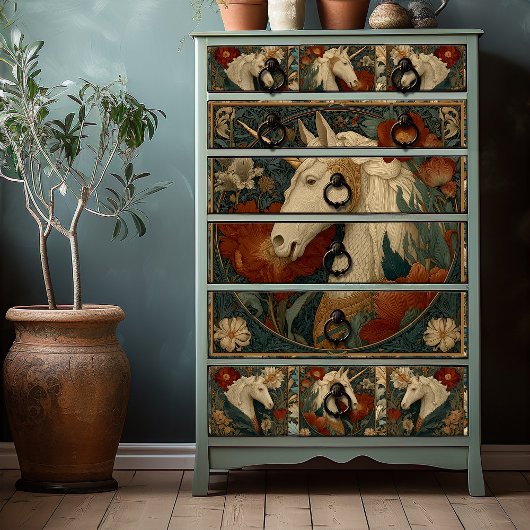  Jade Floral William Morris Style Eenhoorn Tissuepapier