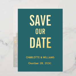 Jade Foto-overlay Save The Date Goud   Folie Uitnodiging
