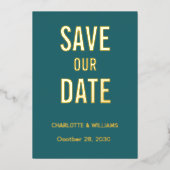 Jade Foto-overlay Save The Date Goud Folie Uitnodiging (Voorkant)