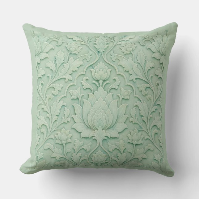 Jade Garden — Bleek Celadon Perzisch Kussen (Voorkant)