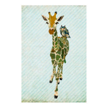 Jade Giraffe en Owl Art Poster