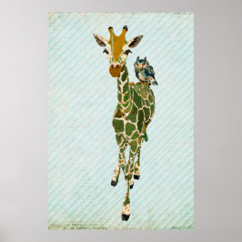 Jade Giraffe en Owl Art Poster
