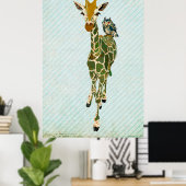 Jade Giraffe en Owl Art Poster (Thuiskantoor)